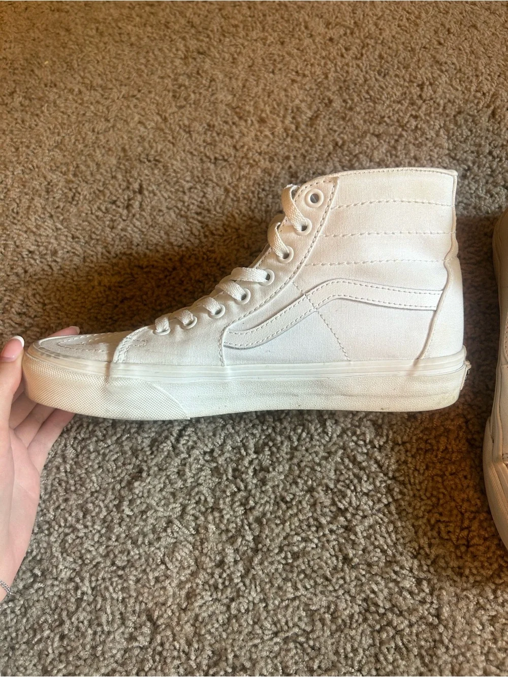 Vans Women’s White Canvas Sk8-Hi Inspired Sneakers